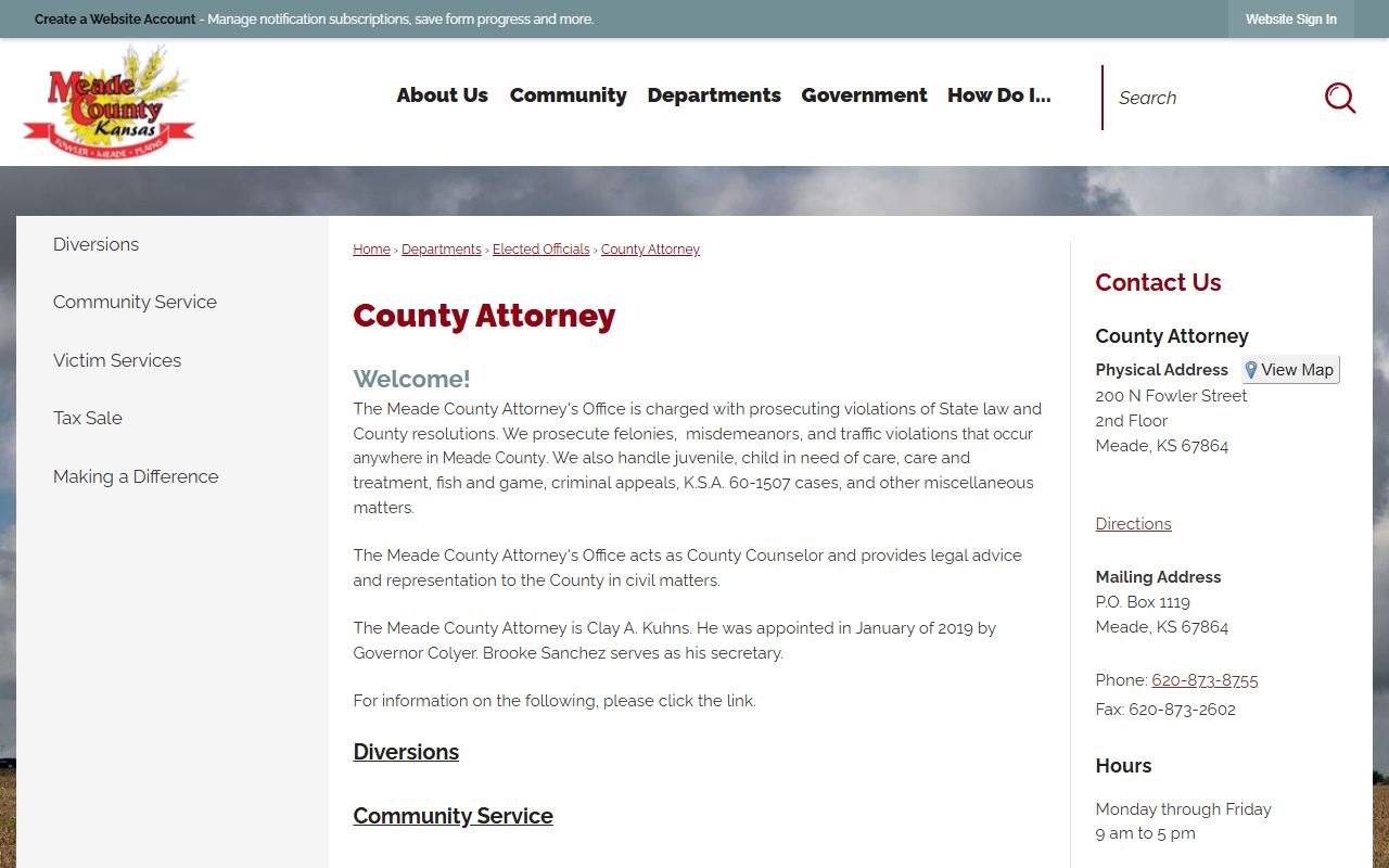 Meade County Attorney office information for charges after a jail arrest