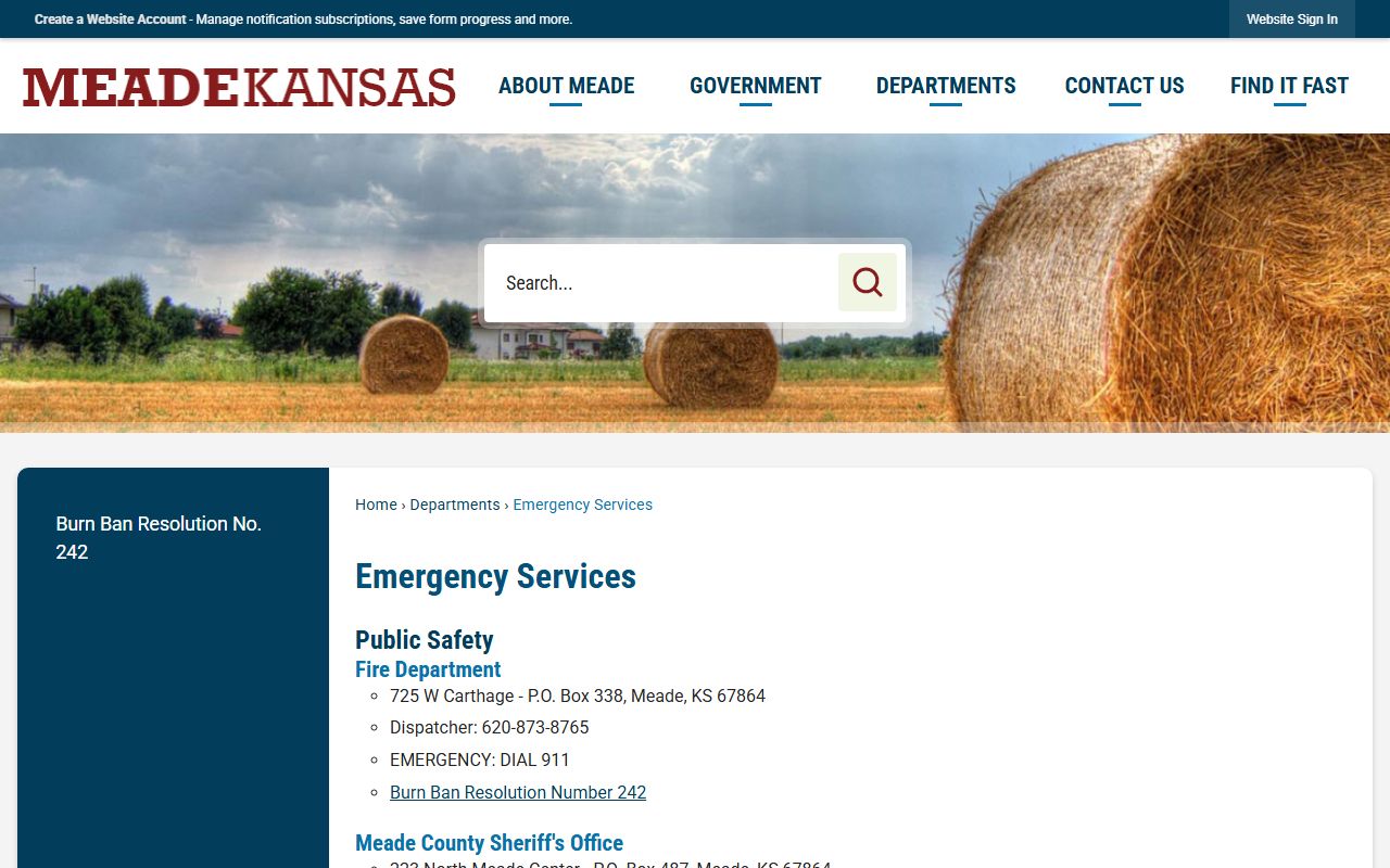 Meade County Jail address and dispatch contact directory